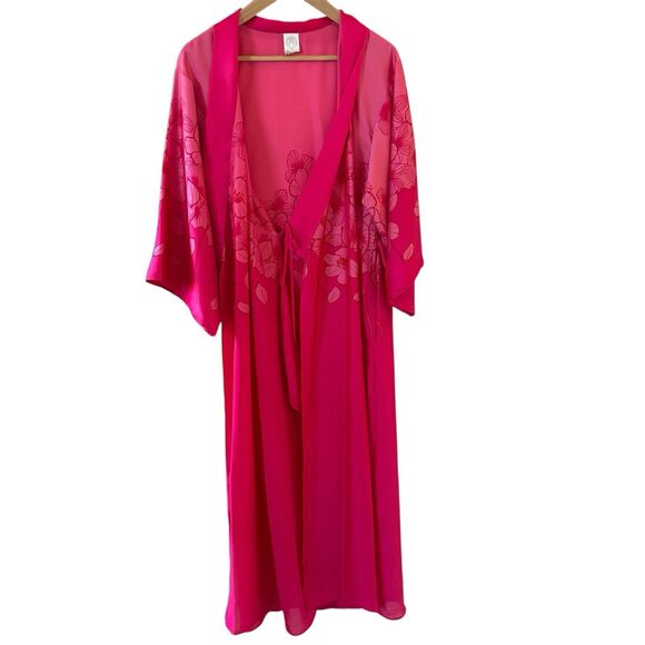 Natori Other - Natori Womens Nightgown Robe S Pink Tropical Floral Lounge Sleep Pajamas Resort